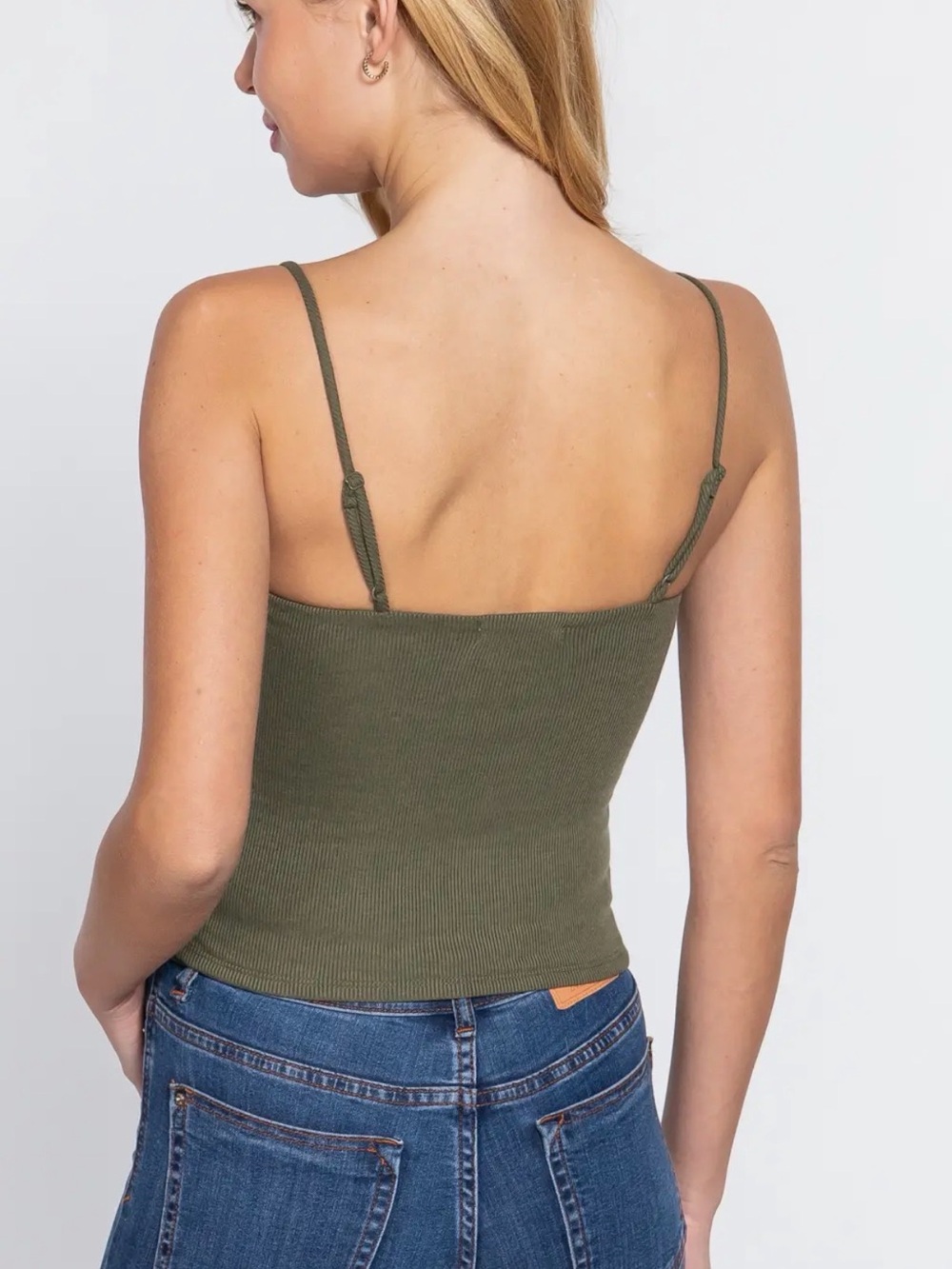 Brown Ribbed Square-Neck Cami Top - Picture 2 of 2